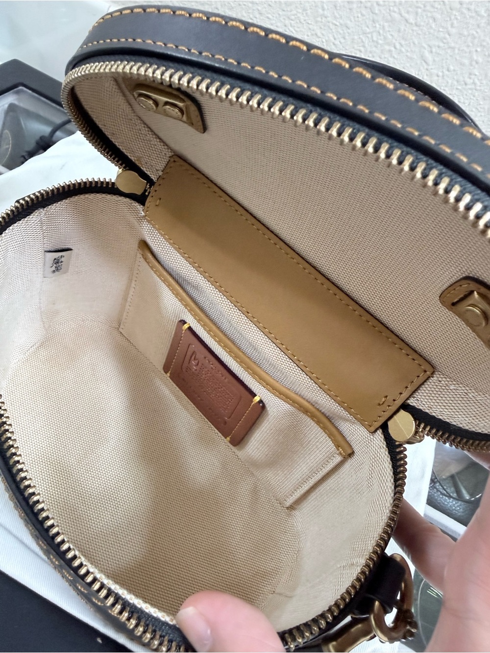Coach Black Leather Oval Vanity Crossbody with Gold Hardware - Picture 8 of 10